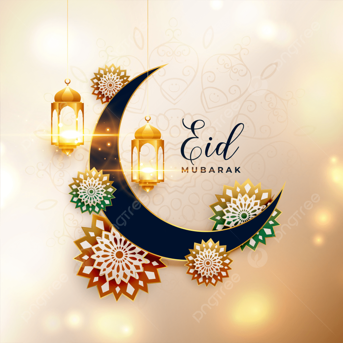 Realistic Eid Mubarak Greeting Design Template Download on Pngtree
